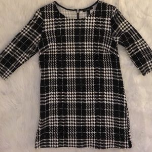 Black and white plaid mini dress